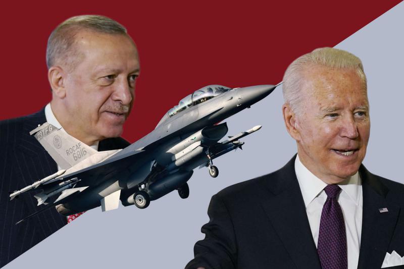 الرئيس الأميركي جو بايدن ونظيره التركي رجب طيب أردوغان وطائرات طائرة الـ «إف ـ 16».